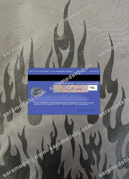 Afghanistan Ghazanfar Bank mastercard photolook back